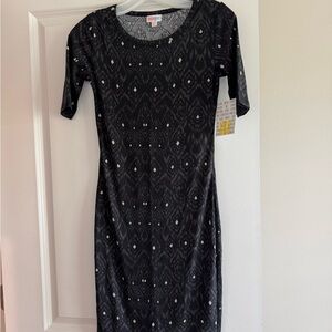 LuLaRoe Black and Silver Embellished Julia Dress Size XXS